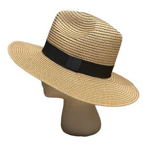 Women Bucket Sun Beach Summer Hat Straw Fedora Cowboy Panama Ribbon Cap Sombrero